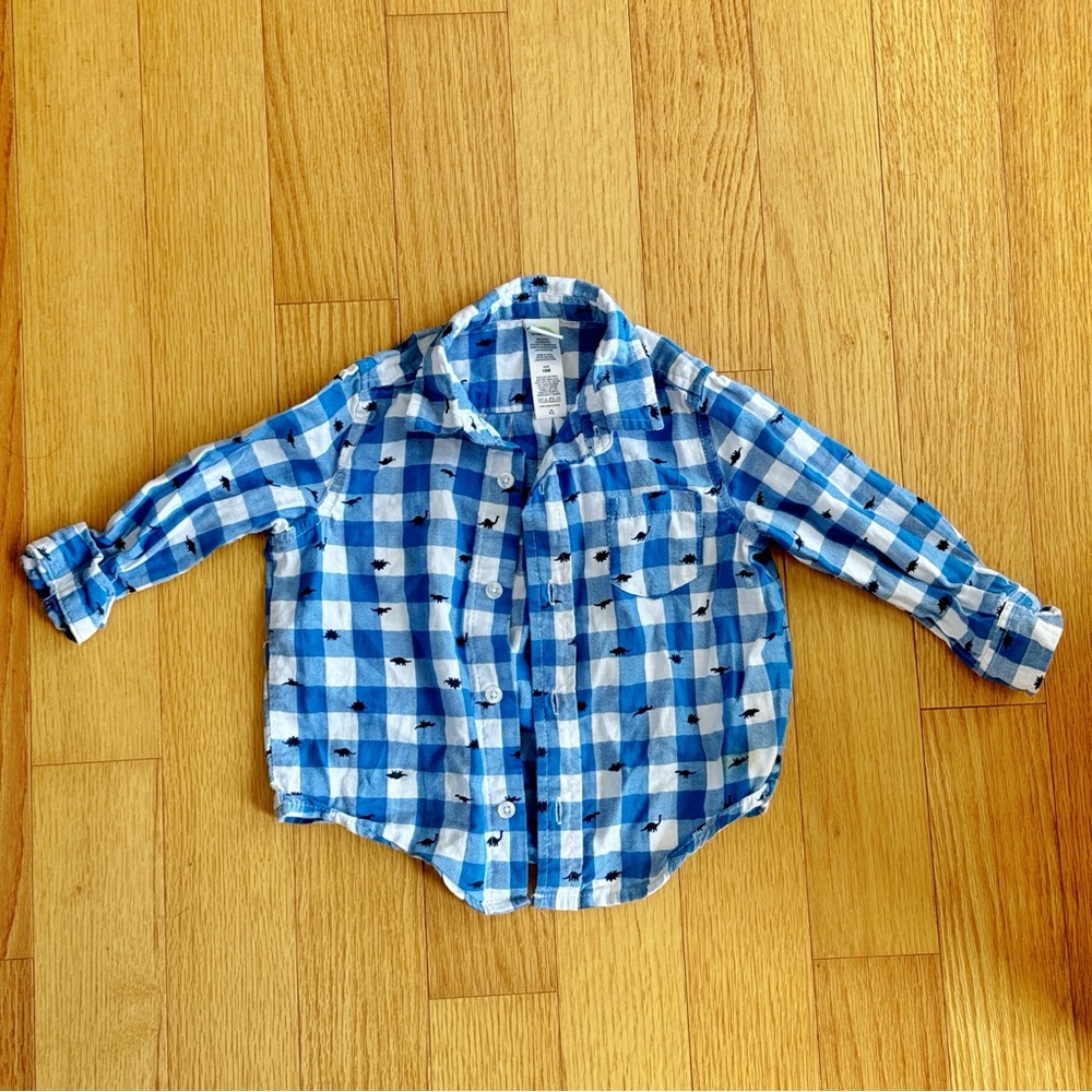Baby / toddler cotton dinosaur button down shirt